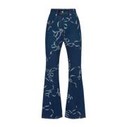 Bue-Print Flare Jeans i Rå Denim