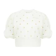 Hvit Gull Polka Dot Crop Top