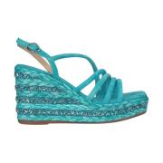 Flettet Kile Sandal med Rhinestone Detalj