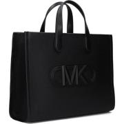 Svart Skinn Shopper Tote Bag