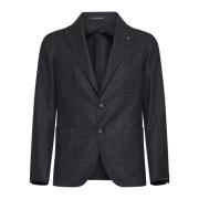 Svart Uforet Ull Blazer Peak Revers