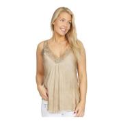 Feminin Blondekant Topp Sand