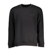 Svart Brodert Crew Neck Fleece Sweatshirt