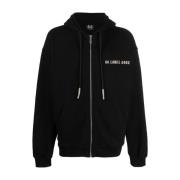 Svart Zip-Up Hoodie med Snøring