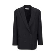 Sort Oversize Blazer med Peak Revers