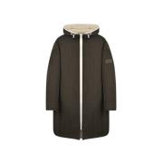 Reversibel Khaki Parka - Teknisk Stoff