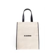 Kanvas totebag med skinnkant