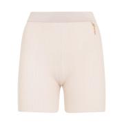 Elegant Nude & Neutrals Elastisk Midje Shorts