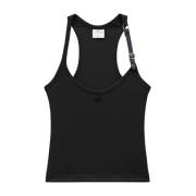 Svart Holistisk Spenne Ribbet Tank Top