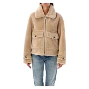 Reversibel Shearling Aviator Peacoat Kamel