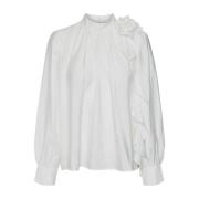 Hvit Frill Top Bluse