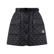 Quiltet Svarte Korte Shorts