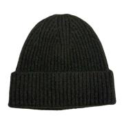 Skoggrønn Ribbestrikket Beanie Lue