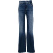 Blå Stretch Denim Wide Leg Jeans