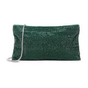 Grønn Mesh Clutch Bag med Metall Skulderreim