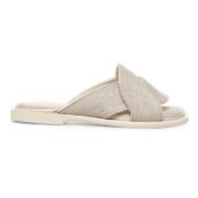 Beige Jute Slide Sandaler Naturlig