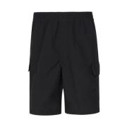 Sorte Cargo Shorts Elastisk Midje