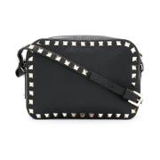 Studded Svart Skinn Crossbody Veske