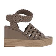 Flettet Skinn Kile Sandal Taupe