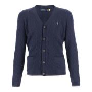 Ull Kashmir V-Hals Cardigan Marine