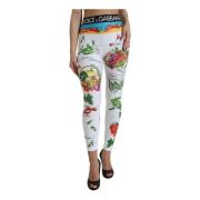 Hvit High Waist Printed Leggings