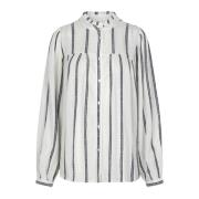 Elegant svart stripete bluse med volang