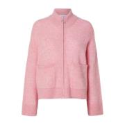 Rosa Strikket Glidelås Cardigan