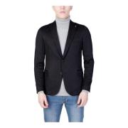 Svart Buttoned Lapel Collar Blazer