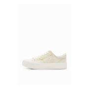 Hvite stoff sneakers for kvinner