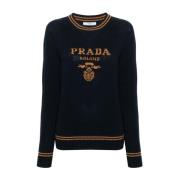 Intarsia-Knit Logo Stripe Sweater