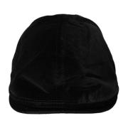 Svart Bomull Newsboy Cap