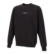 Svart Bomullsgenser med Crew Neck