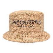 Raffia Bucket Hat med Flettet Design