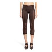 Brun Elastisk Midje Cropped Capri Bukser