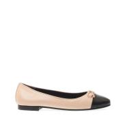 Elegant Beige Svart Ballerina Sko