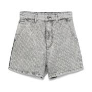 Grå Denim Monogram Shorts