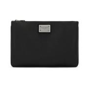 Svart Logo Plaque Clutch Bag