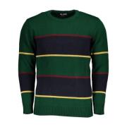 Grønn Crewneck Sweater Kontrastdetaljer