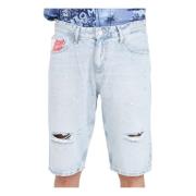 Lys Denim Ryan Shorts med Flagg