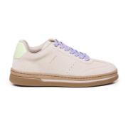 Beige Trainers Sneakers Broderi Logo Lisser