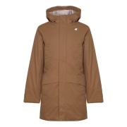 Brun Nylon Trenchcoat med Hette