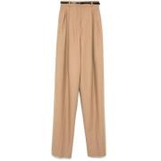 Beige Ullblanding Wide Leg Bukser