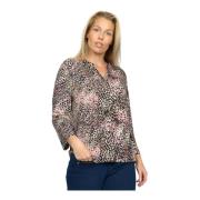 Rose Leo Print Langermet Bluse