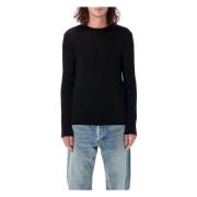 Svart Ull Jersey T-Skjorte Slim Fit