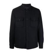 Blå Ullblanding Overshirt