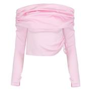 Stilig Rosa Off-Shoulder Rynket Topp