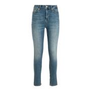 Høytlivs skinny jeans i blå denim