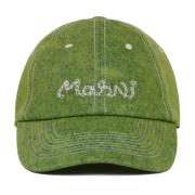 Grønn Denim Hat med Brodert Logo