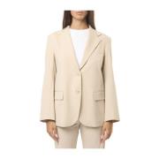 Beige Bomull Jersey Blazer