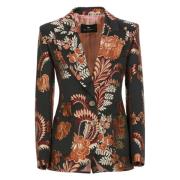 Sort Blomsterblazer Peak Revers